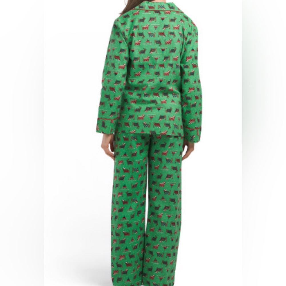 Adorable cotton 2 piece flannel dachshund themed dachshund pajama top & pant set - Picture 2 of 7